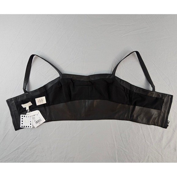 Le AL.X Leather Medium Sweetheart Tank Strap Crop Black Bustier NWT $259 L447 - Picture 5 of 7